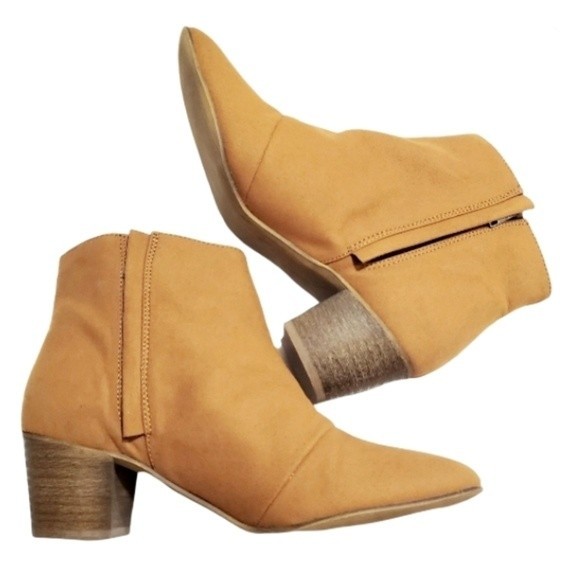 Heeled Ankle Boots zipperd Elegant Tan Suede Leather Style READ - Picture 6 of 15